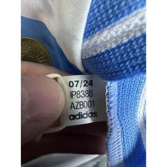Argentina Adidas‎ Jersey Mens Large Blue White Home FIFA Champions Soccer Blank